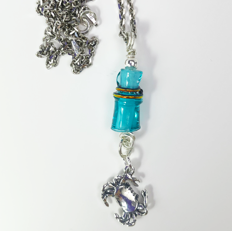 Artisan Handmade Glass, Crab Charm, Ocean Inspired Necklaces at DevaArt Studio